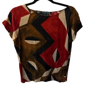 Lauren Ralph Lauren Multicolor Geometric Top Size Small Petite